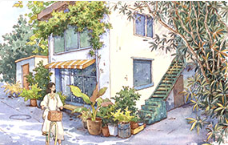 欧阳贝钢笔淡彩街屋场景班（高清画质带资料）